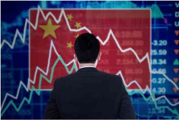Bandera de China y gráficos económicos, Depositphotos